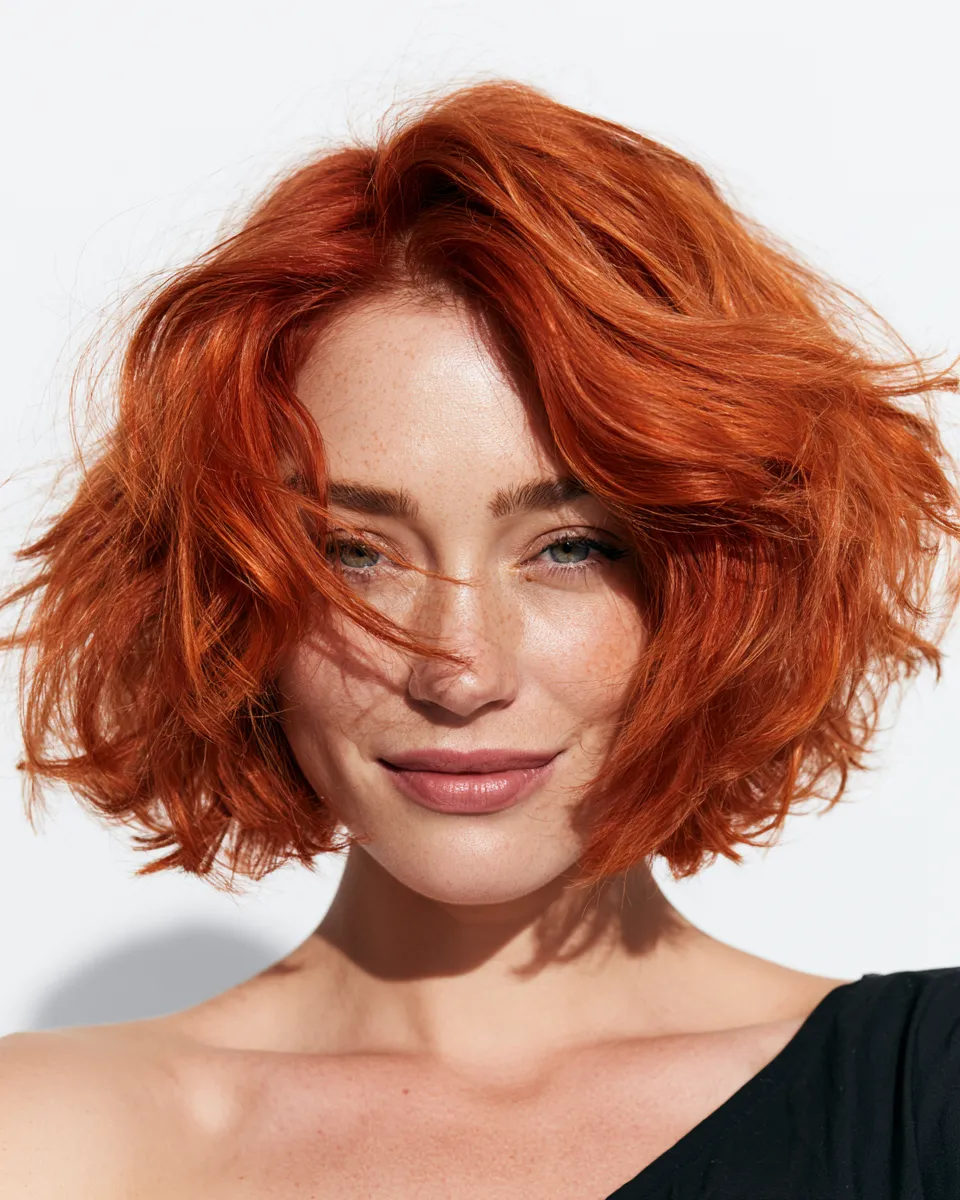 Heatless waves for short hair styled without any heat tools, morning result