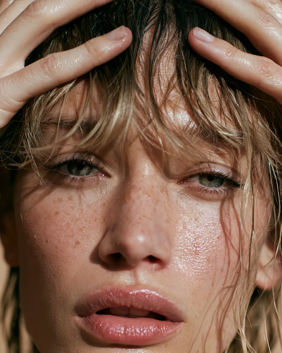 Curtain bangs second day hair finger shaping method, dark blonde editorial