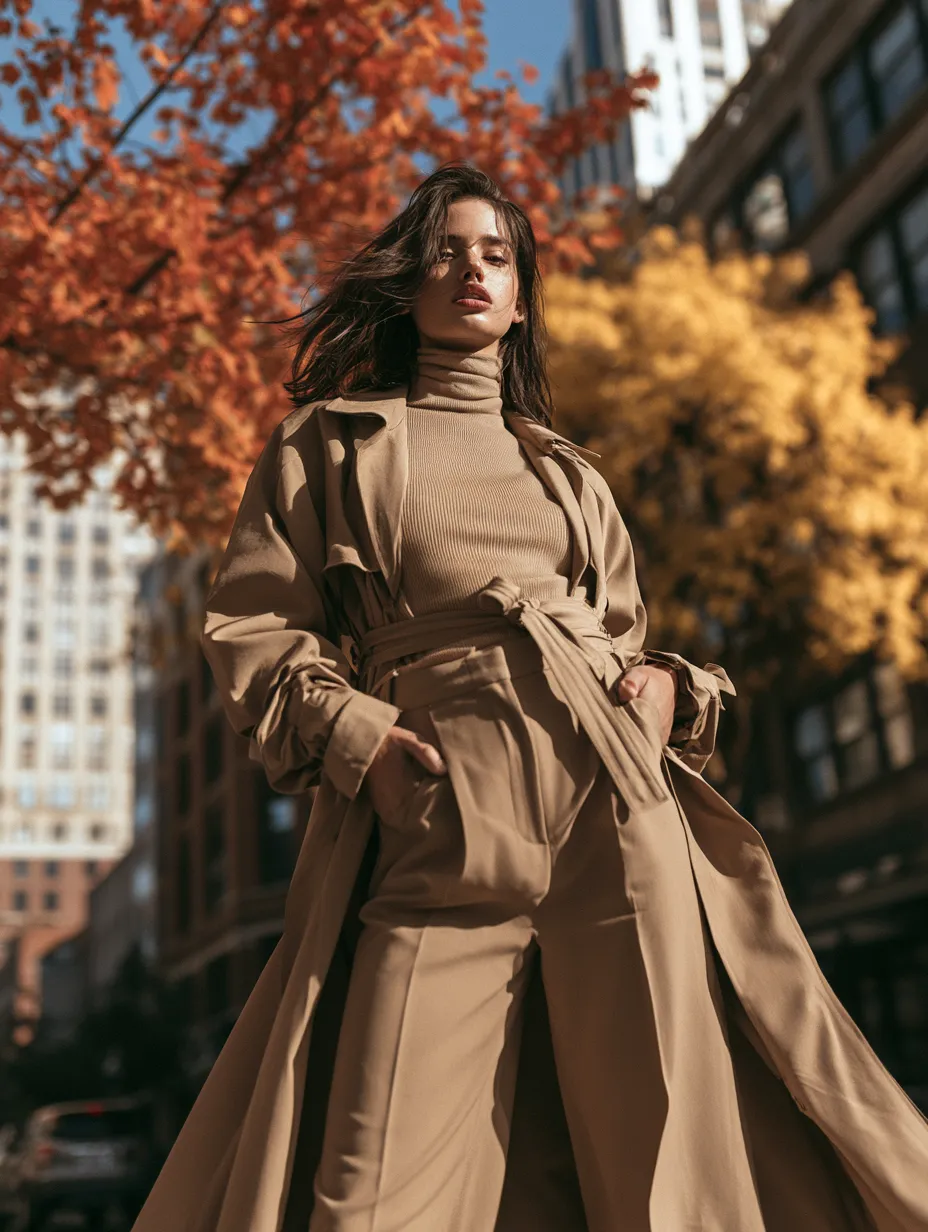 How to style outfits for hourglass figure with a belted camel coat