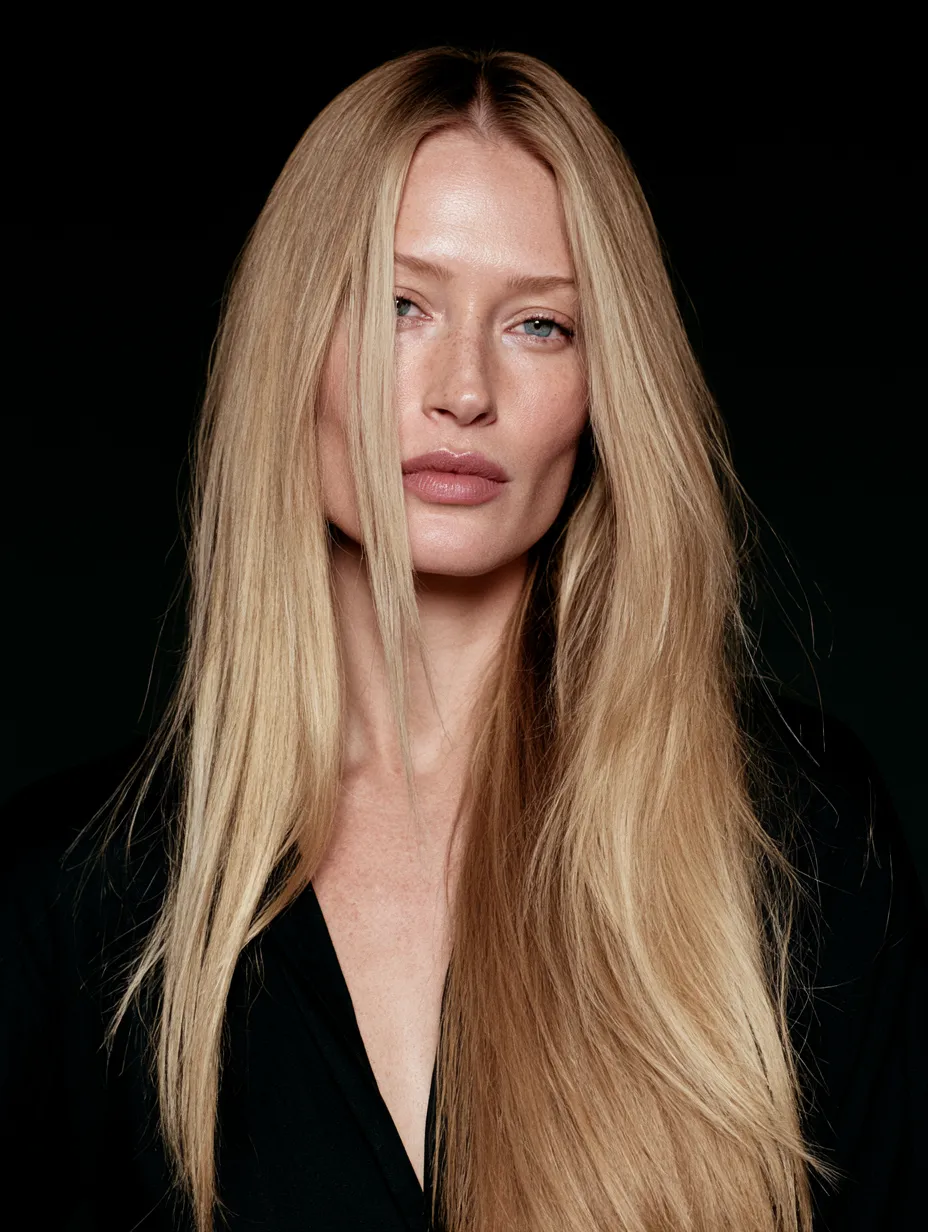 Japanese scalp spa result on fine European blonde hair with mirror-smooth finish