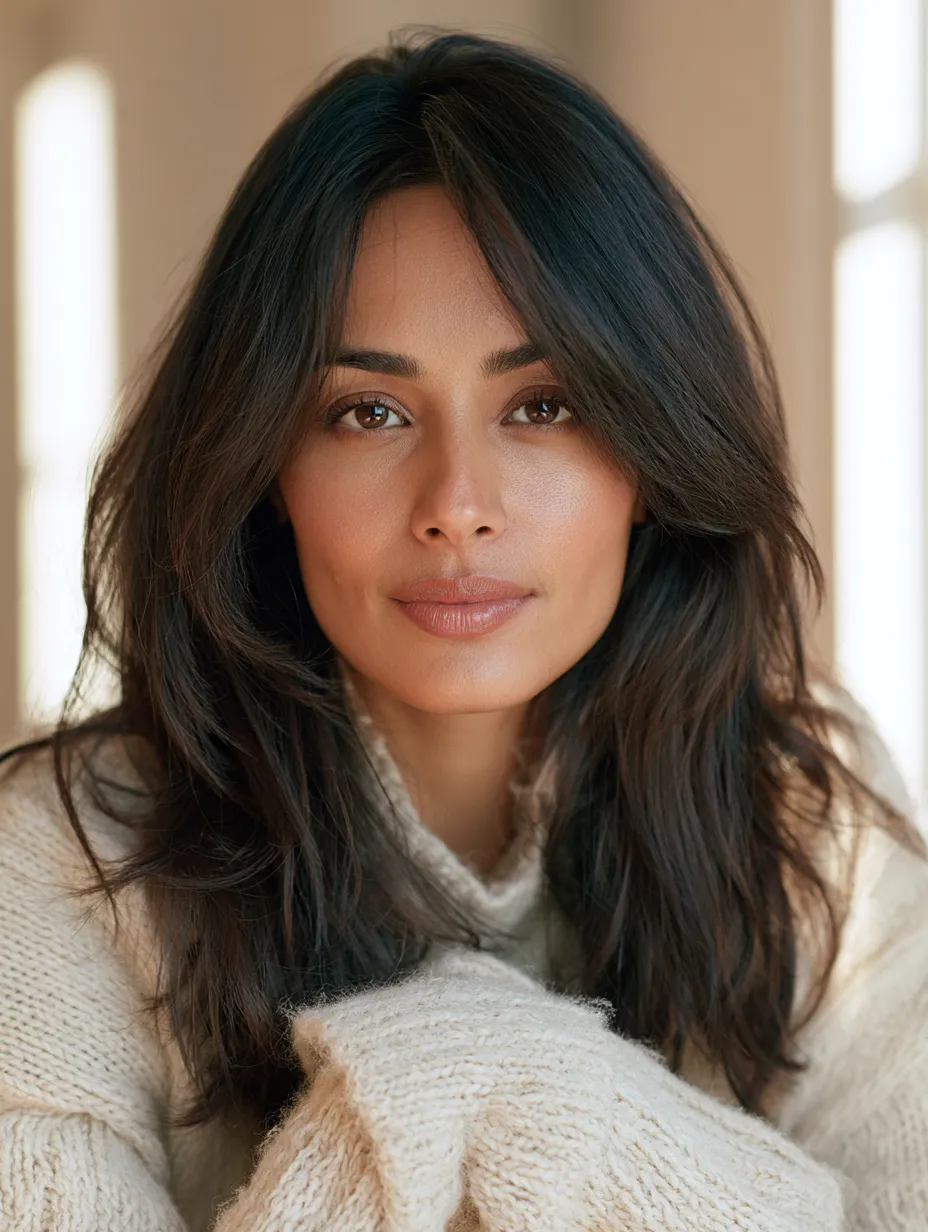 Fine layered dark hair shining after step by step japanese head spa at home for fine hair