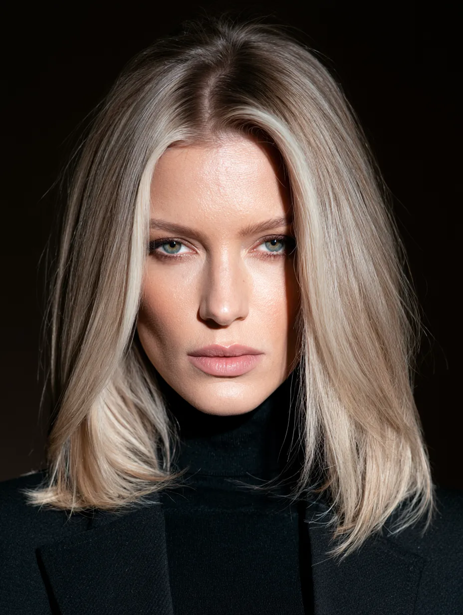 Ash blonde woman with fine hair volume blowout result after japanese head spa at home routine