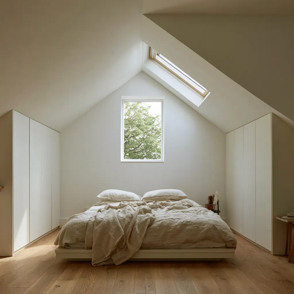 Ideas almacenaje aleros dormitorio desván bajo techo ventana Velux