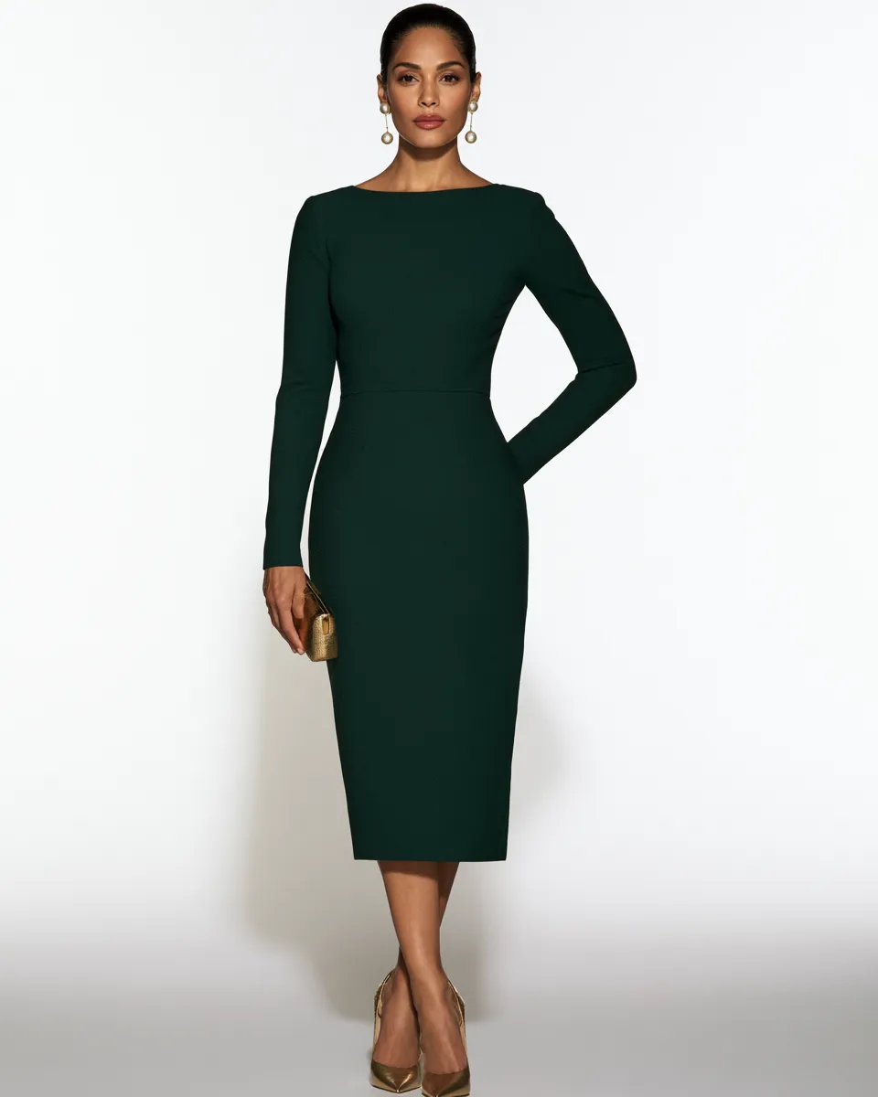 outfits for petite women over 40 fitted column dress green midi kitten heel editorial