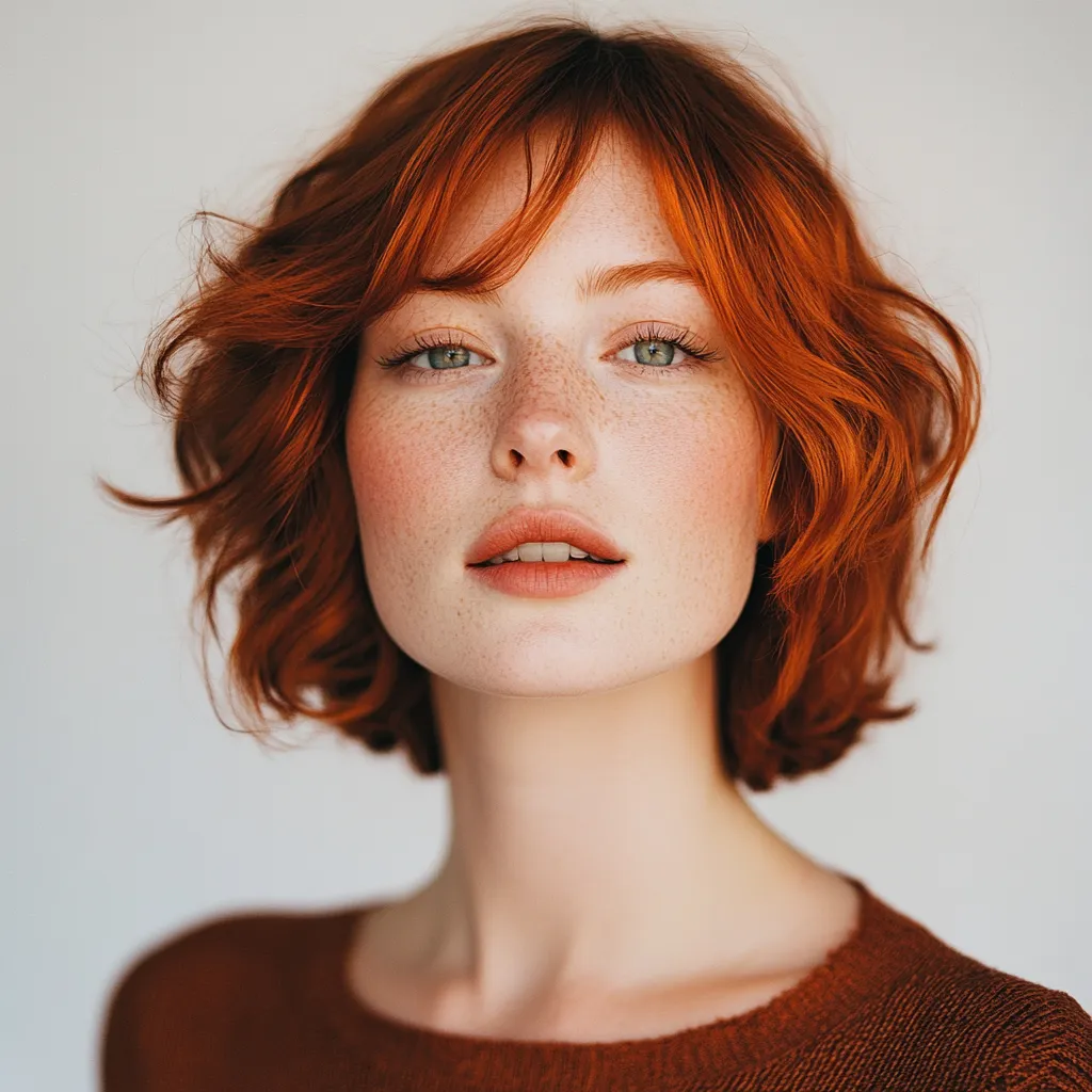 Textured bob haircut to conceal thinning hairline caused by postpartum hair loss