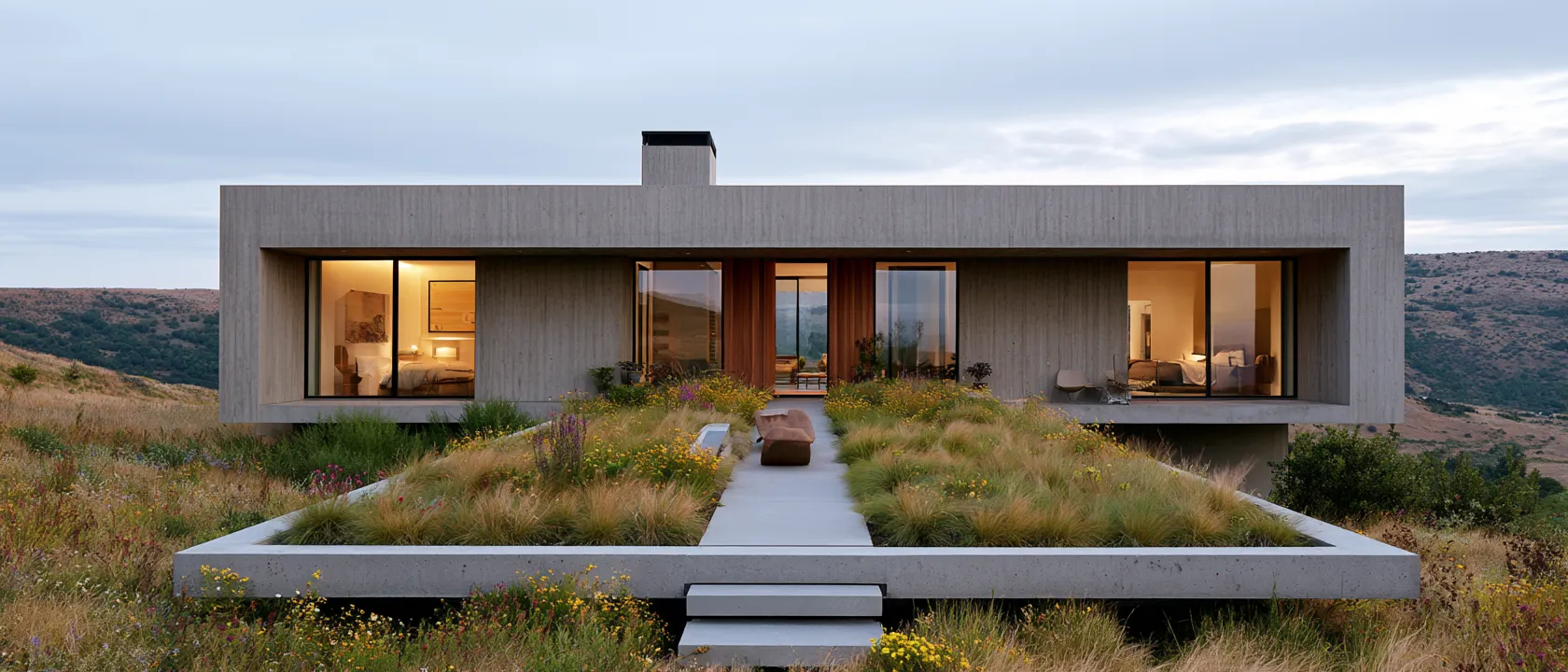 Roof design ideas focused on drainage and planting on a green rooftop