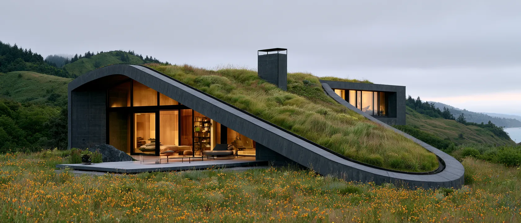 Green roof design ideas shown through a fully planted living rooftop