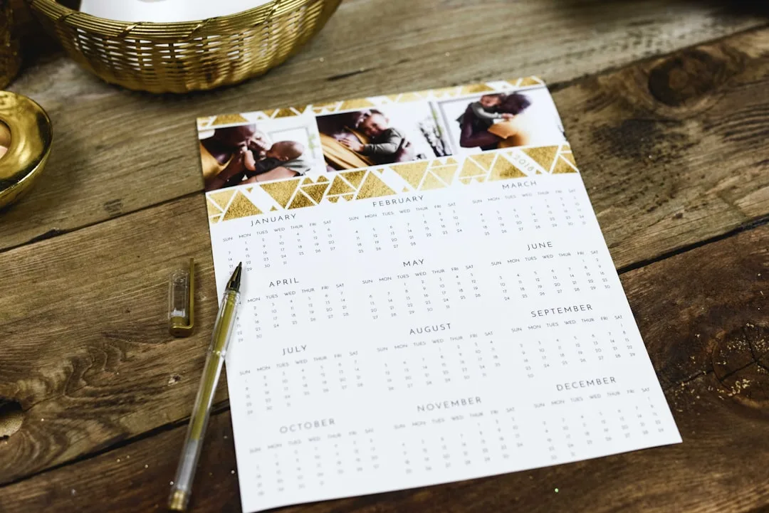 printed timeline card showing 30-minute increments for reception events