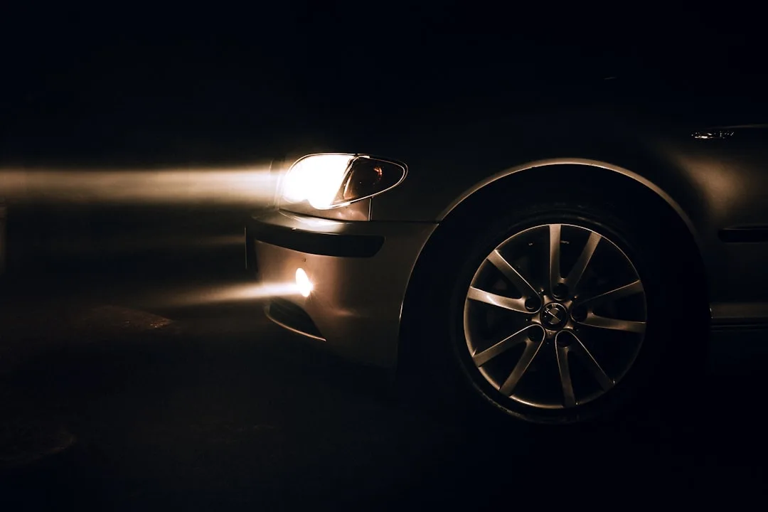 Close-up of LED adaptive headlight unit showing individual pixel elements