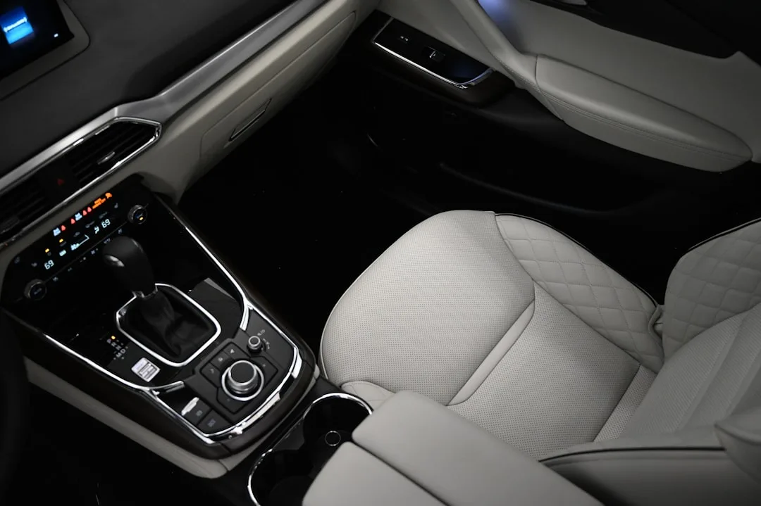 modern car interior with heated seat temperature controls displayed