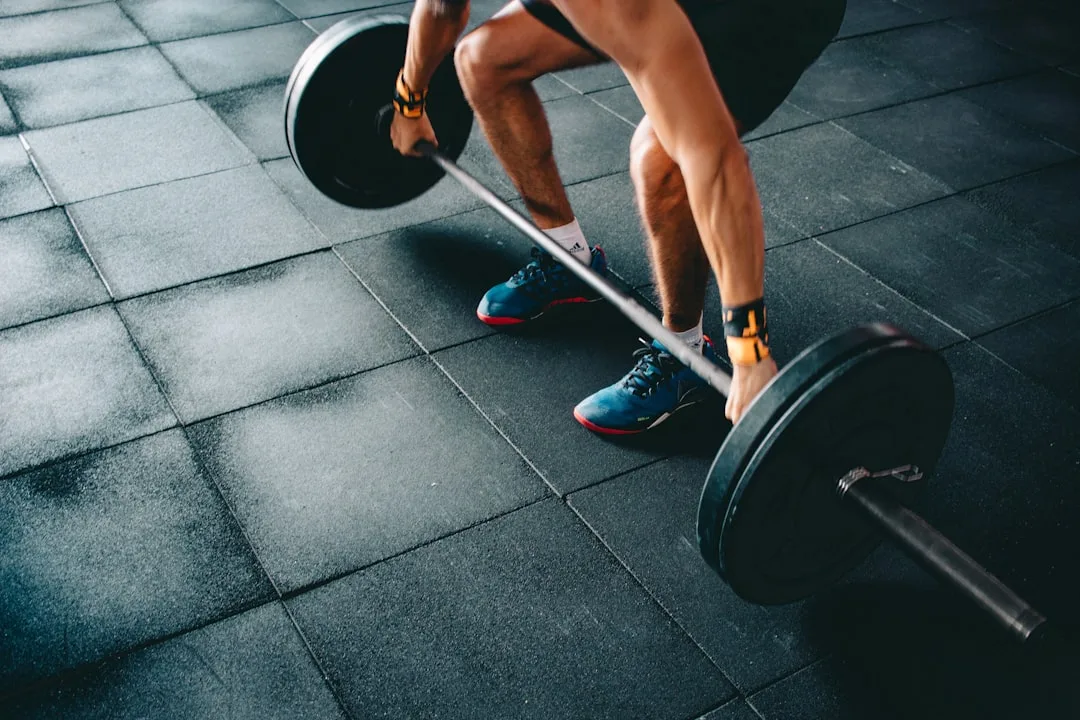 Mature adult performing functional strength training exercise with proper form
