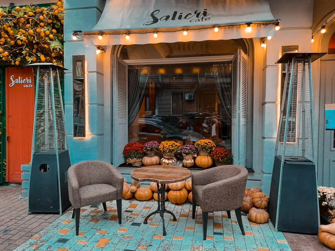 Contemporary patio heating solution with infrared heater and comfortable seating area