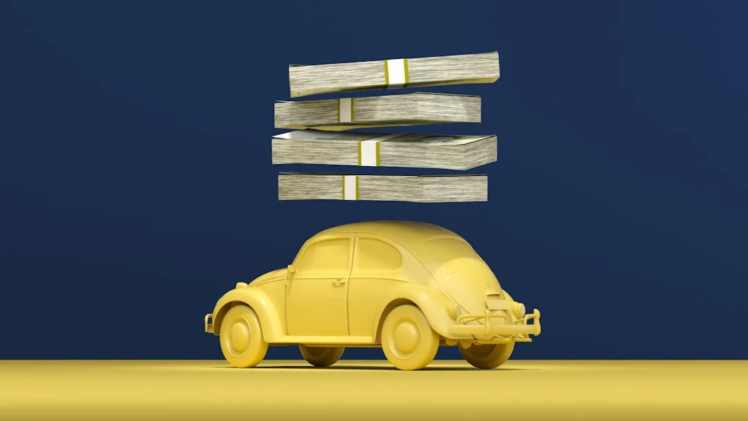 New car lot showing different vehicle models with depreciation timeline chart