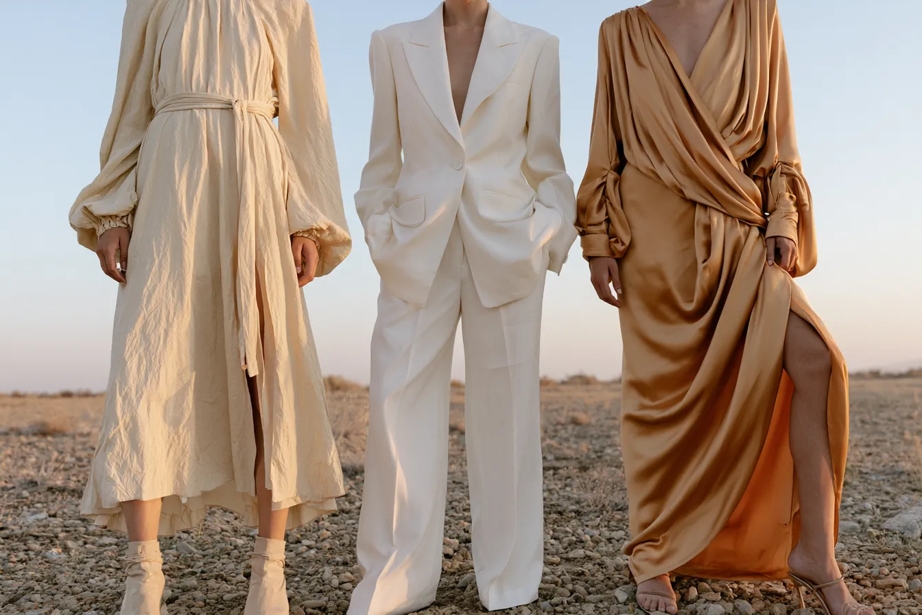 coordinated wedding guest outfits styled for summer outdoor ceremony
