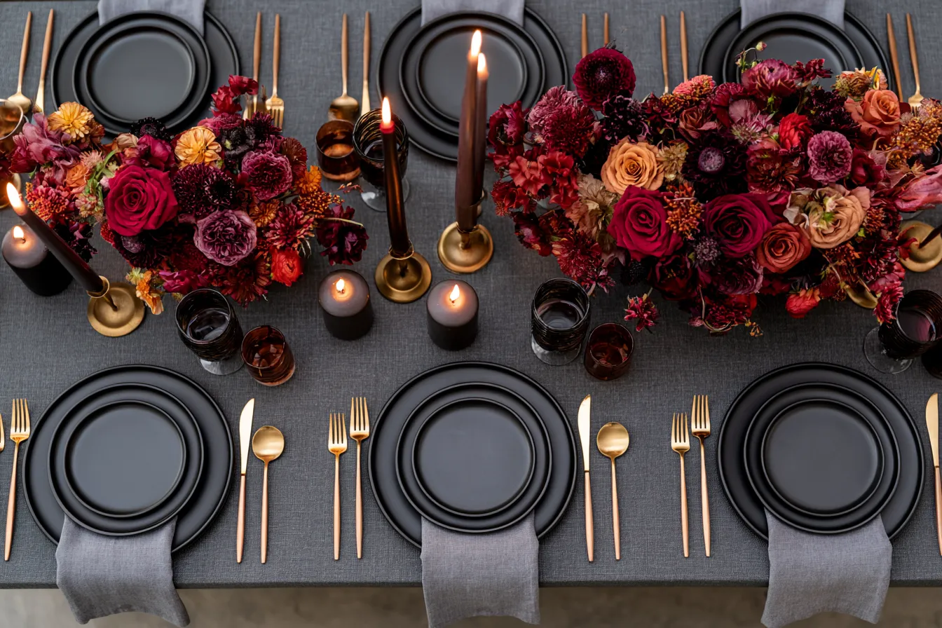 elegant wedding reception décor ideas with moody atmospheric lighting