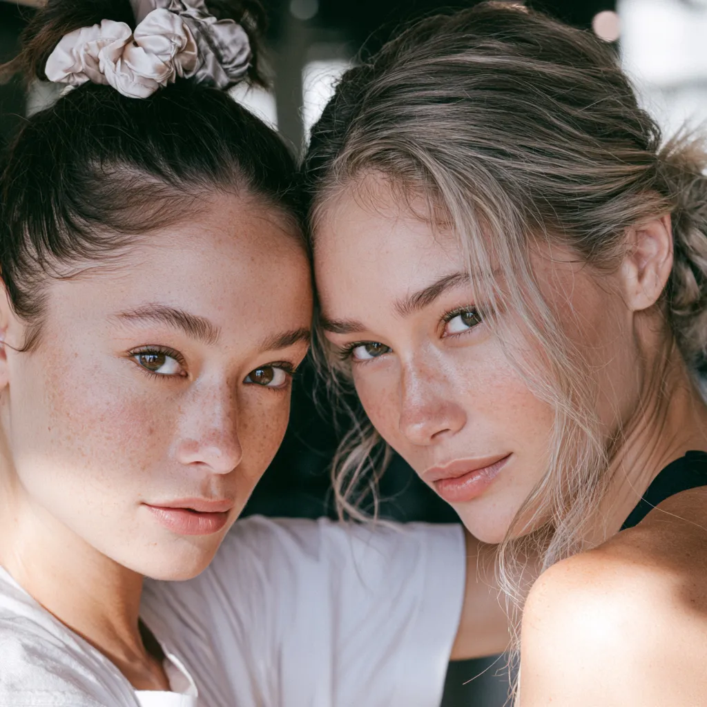 Workout hairstyles that don't leave dents in fine hair, two styles editorial