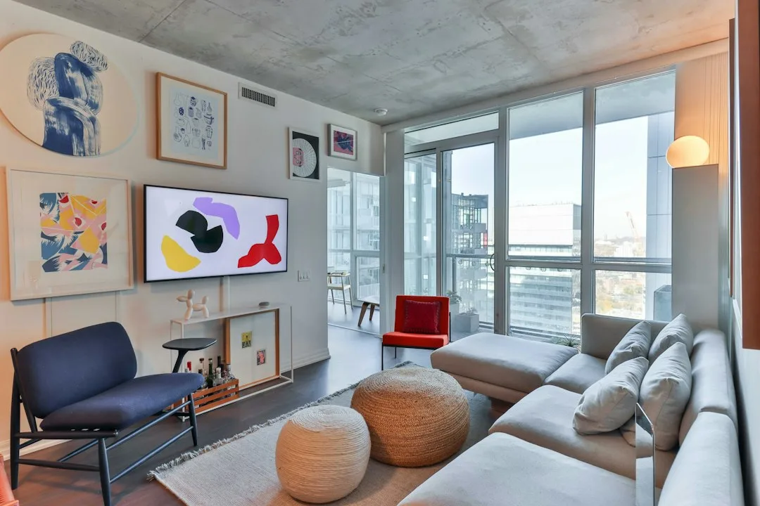 Contemporary co-living bedroom with en-suite bathroom and minimalist furnishings