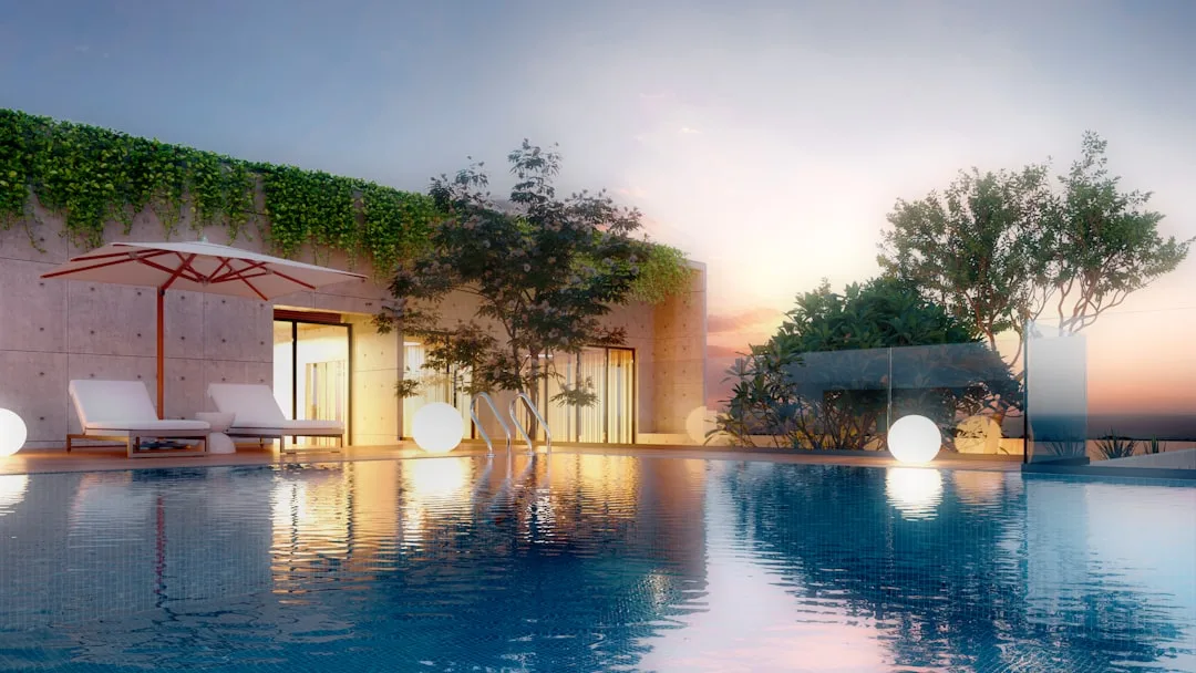 Contemporary rooftop travel escape with city skyline urban getaway design