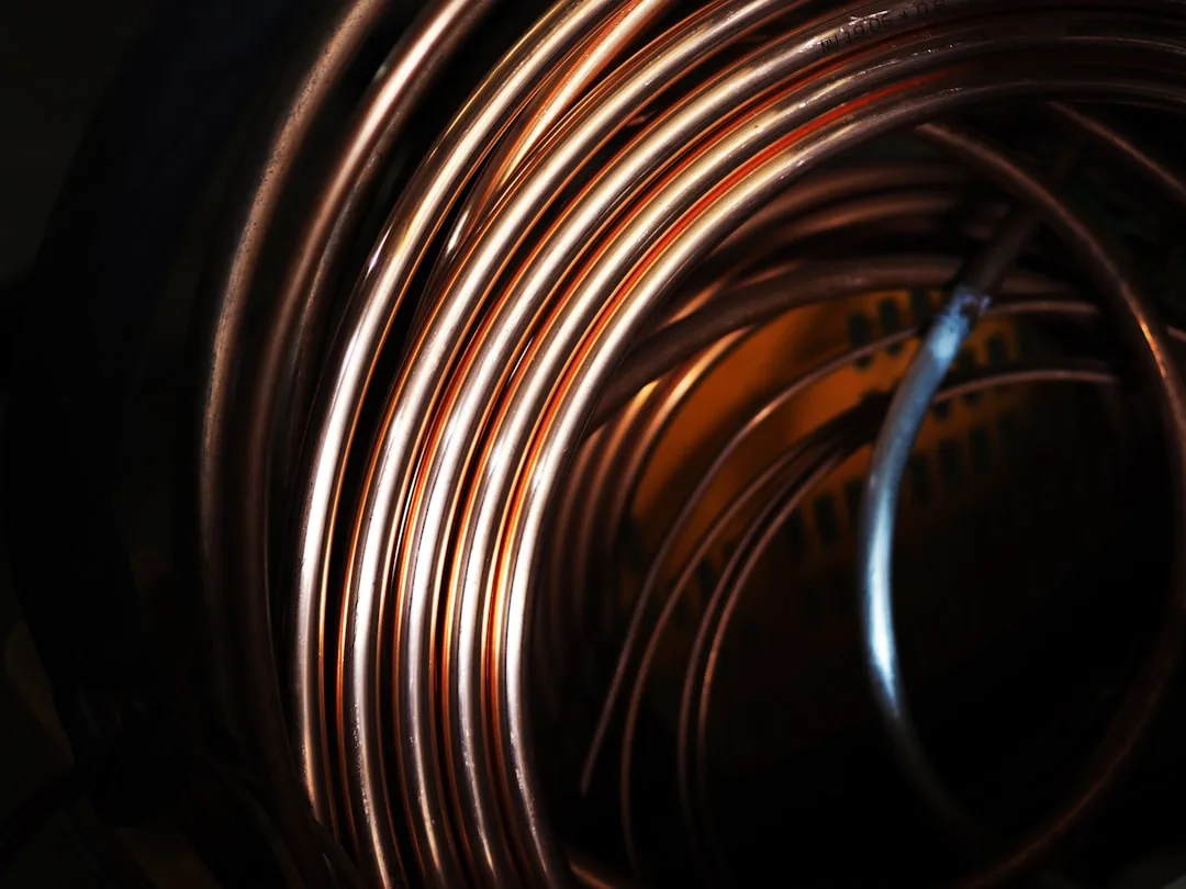 Foam copper pipe insulation wrapped around residential water pipes