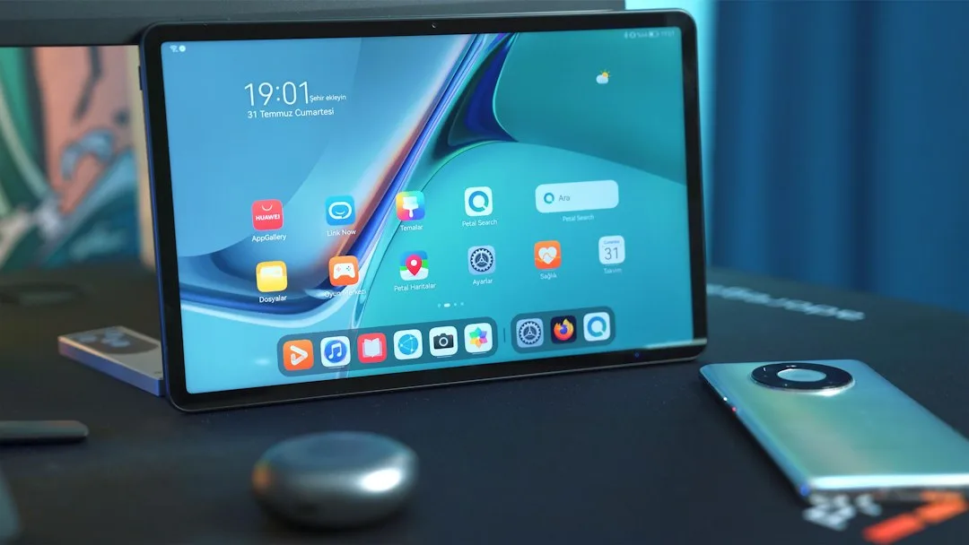 Samsung Galaxy Z Fold opened flat showing its inner display and hinge line